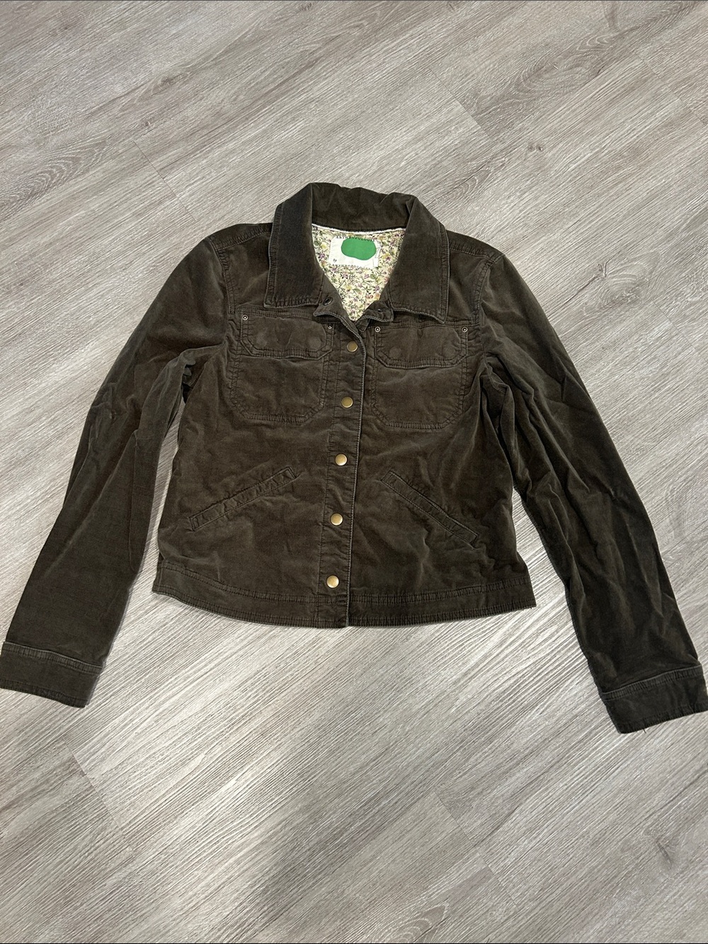Anthropologie Olive Green Corduroy Button-Up Jacket